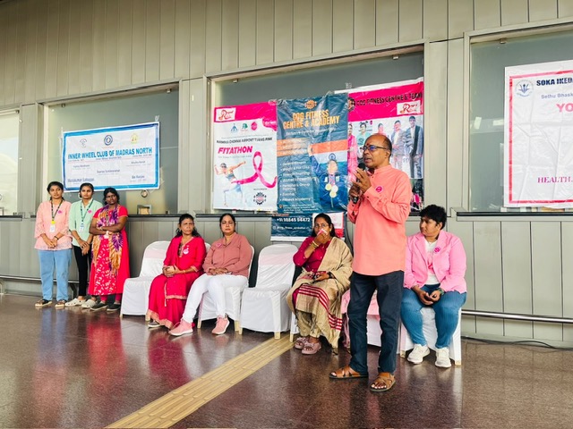 Addressing participants at Fitathon 2026.