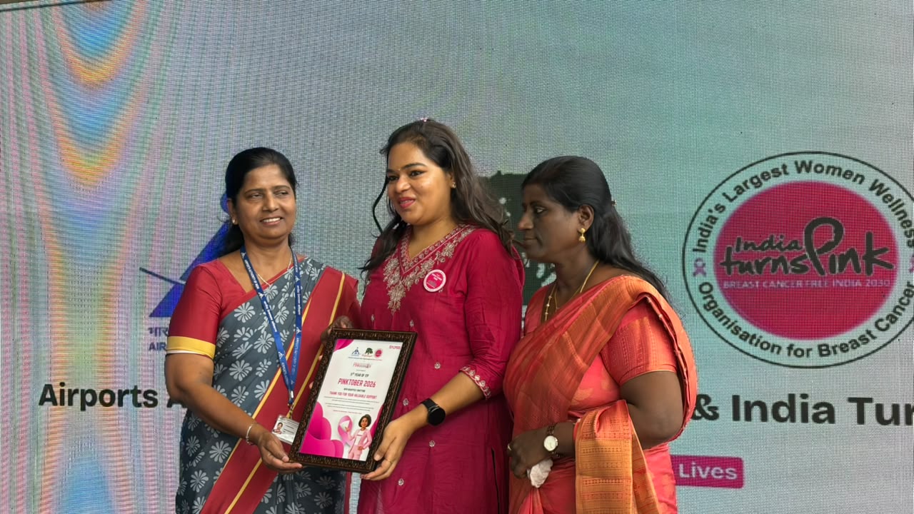 The Pinktober 2026 citation before the India Turns Pink backdrop.