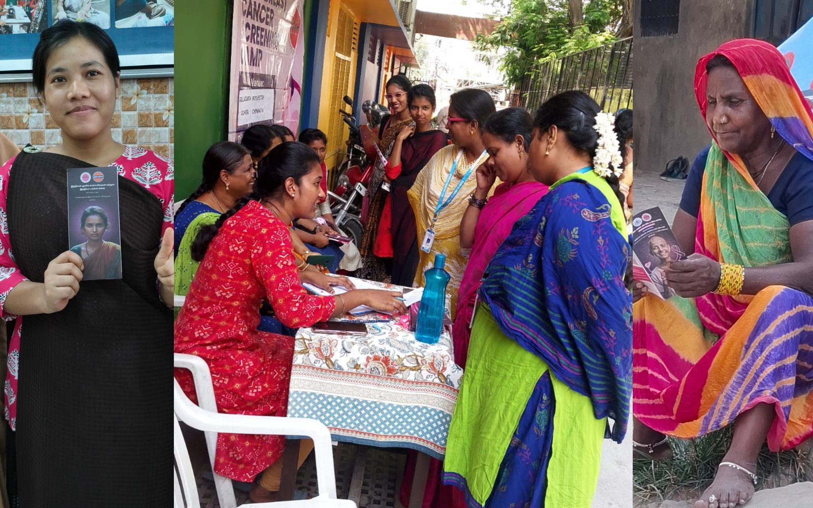 Women queueing to register at a public cancer screening camp
